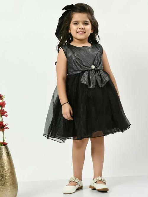 Bella Moda Girls Solid Sleeveless Party Wear Dress