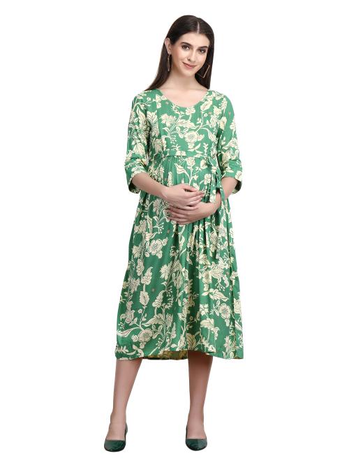 Dh@ni Women's Maternity Feeding Kurti with Zipper - Large size
