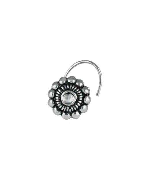 Buy Abhooshan 925 Silver Traditional Indian Look Nose Pin Online at