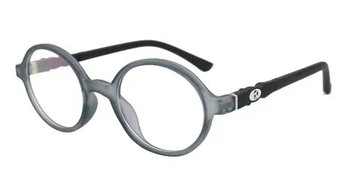 Soigne Round Spectacle Frame For Baby Boys. Matte Grey Frame, Age-(3-8 Years). Size - Small