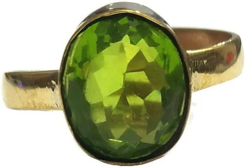 Chopra Gems & Jewellery Gold-Plated Metal Peridot Stone Gemstone Ring (Men) - Free Size