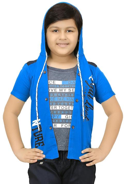 Buy FASHION GRAB Boys Light Blue Jacket With Attached Tshirt (15 Years