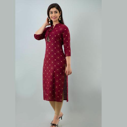 AYUSH TEXTILES Wine Kurtis & Tunics For Women- Size-XXL
