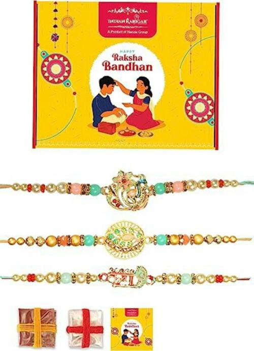 Buy TruSwag Multicolor Rakhi Set For Festival To Pooja Rice And Kumkum ...