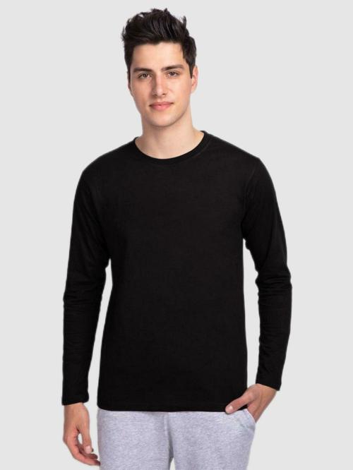 Bewakoof Men Solid Black Full-length Sleeve Round Neck T-shirt Pack of 2