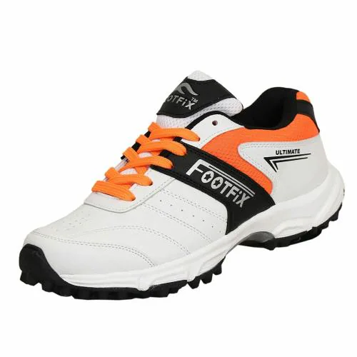 FOOTFIX Cricket Shoes, Ultimate Orange Cricket Shoes for Men, Cricket Sports Shoe Size 9 Uk/Ind