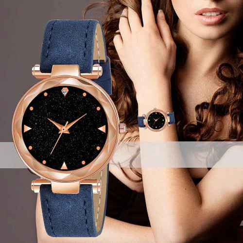 ILOZ New Latest Blue Dial & Leather Strap Designer Girls Analog Watch For Women Premium Quality Designer Fashion Wrist watch for Girls Analog Watch - For Women