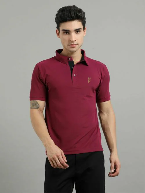 Stellers Men's Regular Fit Polo T-Shirt Magenta