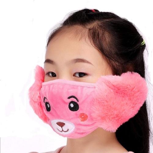 Mopslik - Kids Girls Warm Winter Earmuff Face Mask - Peach