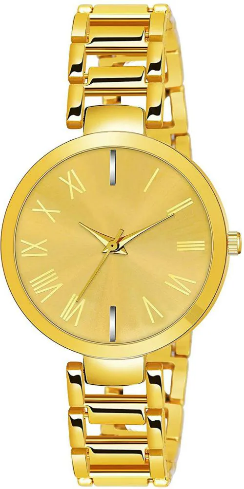 Regards Analog Gold Dial Gold Strap Watch For Girls