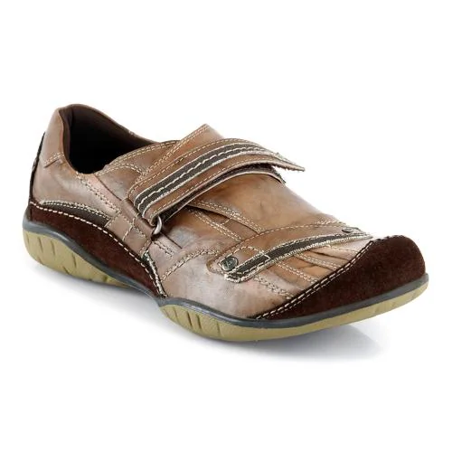 ID Men's Brown Velcro Custom Design Casual Shoes