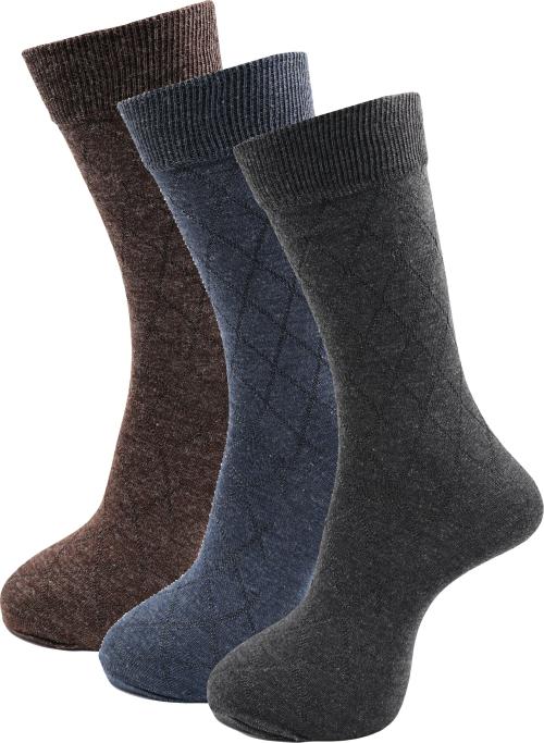 RC. ROYAL CLASS Men's Calf Length Double Knit Warm Woolen Multicolored Socks (Pack of 3)