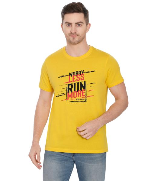 DEEPSHOPER T-Shirts for Men's & Boys- Round Neck, Half Sleeves, Cotton, Regular Fit, Stylish, Branded Solid Plain Tshirt for Men- Ultra Soft, Comfortable, Lightweight T-ShirtTshirts-Yellow.Size