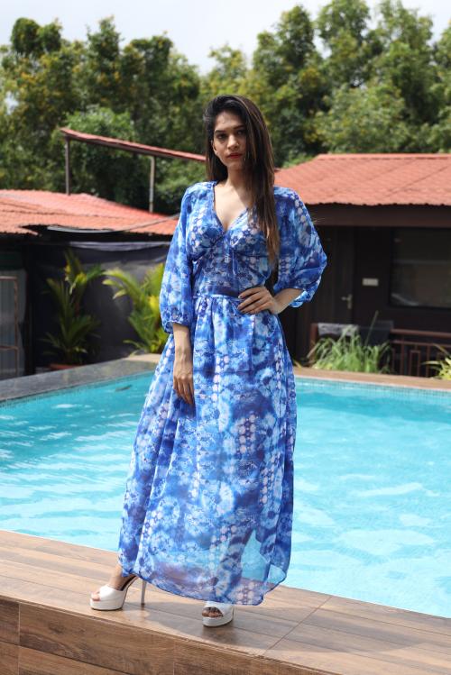 RAJORIA INSTYLE Women's Georgette Digital Print Kaftan/Beach Coverup/Bikini Coverup/Kaftan Coverup/Body Coverup Top/Drees/Colorfull ABXA-5-L