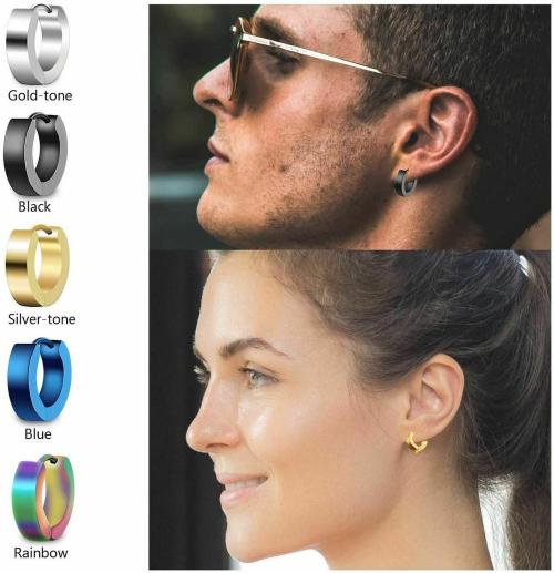 NIMZ Platinum, Gold And Silver Plated Multicolor Earrings Set (Men And Women) (Pack Of 4)