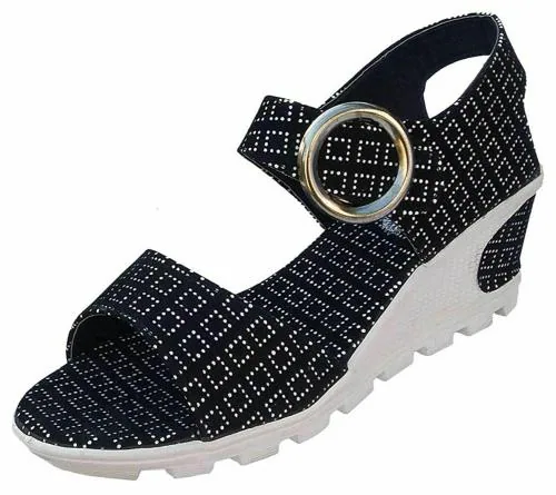 IndiForce Black heeled Sandals for women