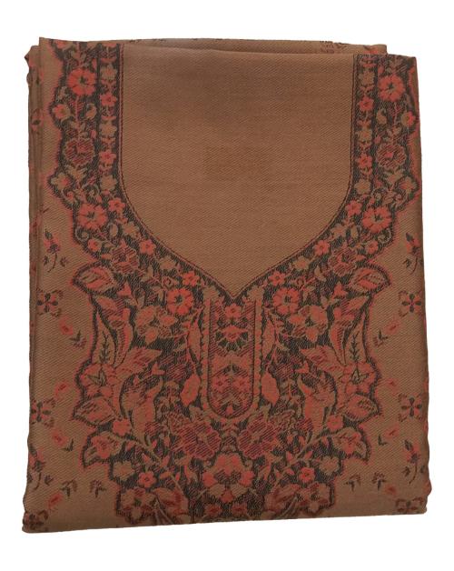 SAAKSHAAT Women's Unstitched Printed Winter Woollen Pashmina Salwar Suit Dress Material with Shawl - (Free Size) - Brown