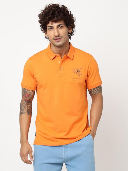Blue Buddha Men's Orange Cotton Blend Regular Fit T-Shirt-230300248