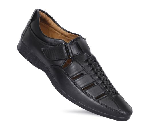 VINET Outdoor formal Casual Ethnic Loafers Party wear Sandal Shoe Casuals For Men (BLACK)