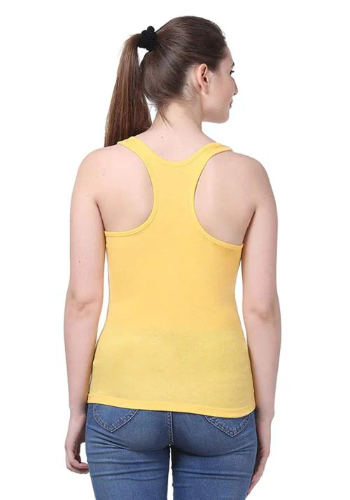 KEX Yellow Lock Neck Soft cotton Tank Top For Girl's Top Tank Top for women Girls Tank Top Women Tank Top Racer Back