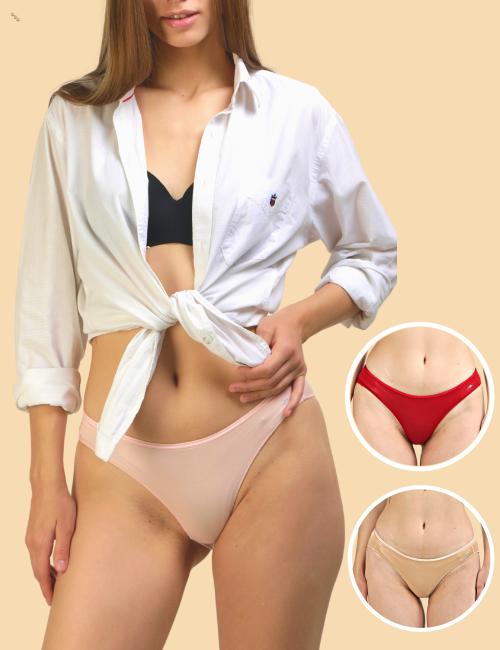 AshleyandAlvis Anti Bacterial, Bamboo MicroModal, Premium Panty, Women Bikini brief, No Itching, 3X Moisture Wicking Daily use Underwear, , (Color-PINK-NUDE-RED) (Size-M) (PACK OF 3)