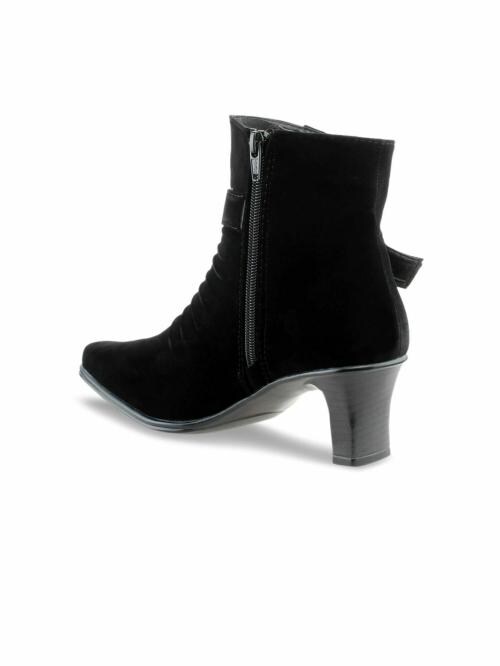 Shuz Touch's Women Solid Heeled Boots - Black