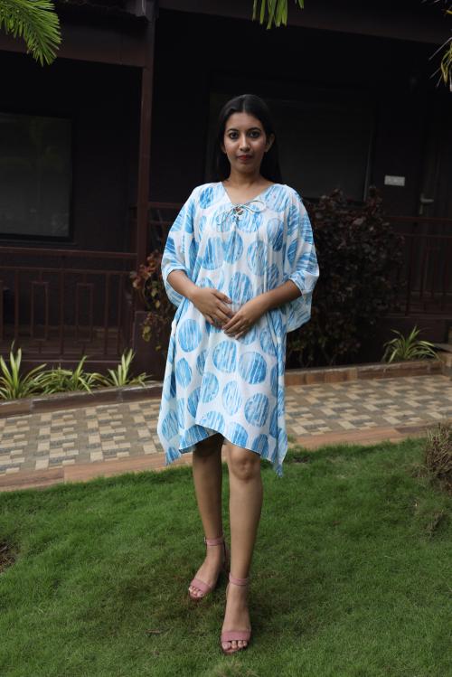 RAJORIA INSTYLE Georgette Digital Printed Stylish Beach Wear Bikini Body Cover Up Designer Kaftan Kurta/Kurti Top Dress for Women and Girls EZXA-1-ONE SIZE