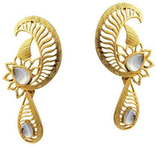 Jewelmaze Alloy Gold-Plated White Drops And Danglers Earrings (Women)