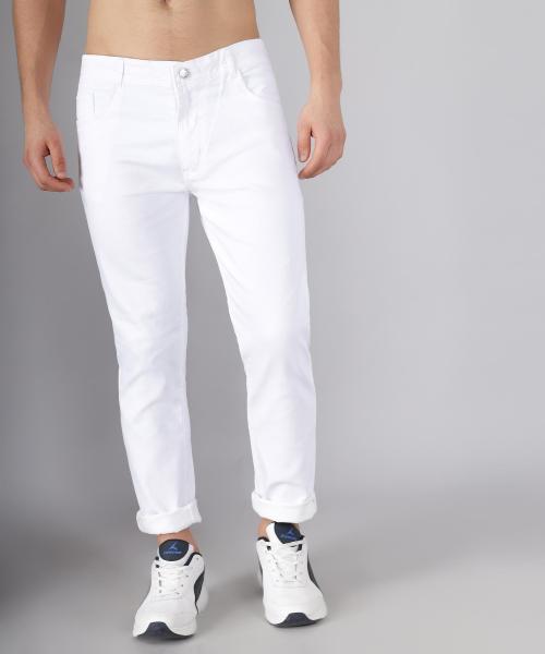 Buy ZAYSH Jogger Fit Men Mid Rise Cotton White Jeans(UPJK-MJRP-03 ...