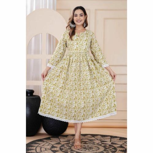 FASHION MIRROR Fashionable Baby Feeding Gown Stylish Women's Dress with Convenient Zipper Access | Yellow | S