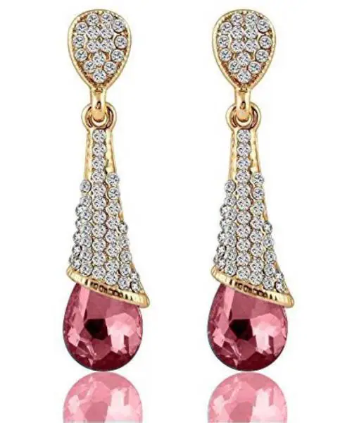 Valentine Gifts : YouBella Women Jewellery Valentine Collection Zircon Fancy Party Wear Earrings for Girls and Women (Pink)