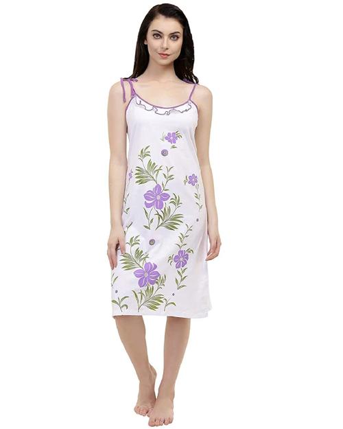 Red Rose - Short Nighty For Women - Printed Night Dress - Cotton Nightwear Gown
