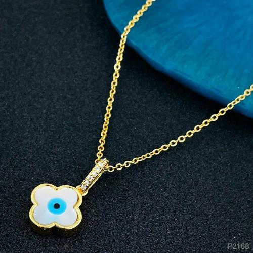 Buy Zivom Evil Eye Clover Mother of Pearl 18K Gold Necklace Pendant for