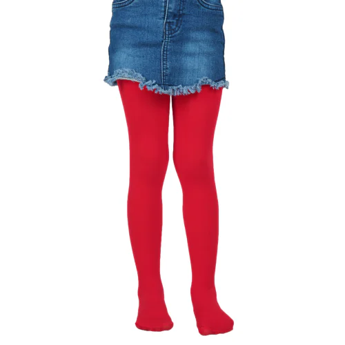 NEXT2SKIN Girl's Spandex Stretch Fit Tights Pantyhose Stockings (Red , 3-6 Years)