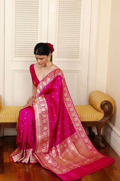 SELRICA Presenting Wedding Banarasi Silk Saree with Heavy Zari Weaving the Saree and Blouse Piece