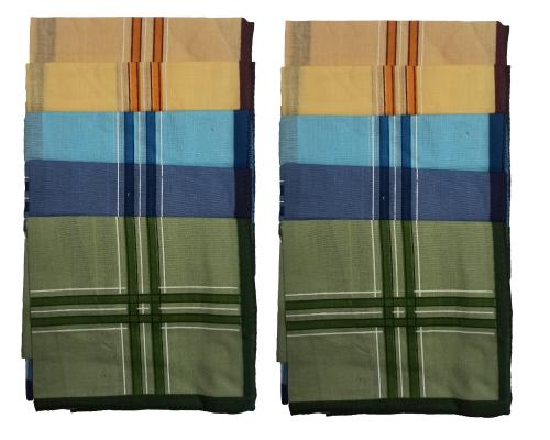 LEASBURG Cotton 12 Piece Striped Men's Handkerchief Set - Multicolor (47CM X 44CM) (Royal 3)