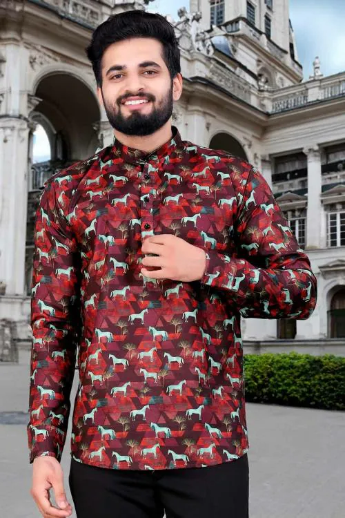 Melluha Cotton Blend Full Sleeve Men's Short Kurta V3_XL