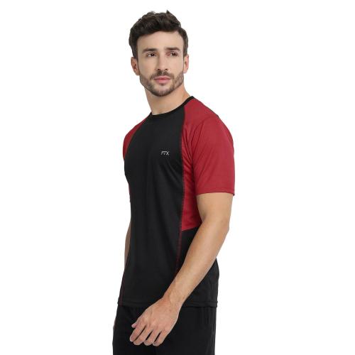 FTX Drifit Mens Cut & Sew Round Neck Sleeveless Black Sports Tshirt
