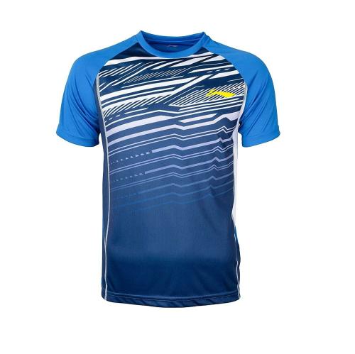 Li-Ning Unisex Navy Abstract 100 Percent Polyester Tennis Shirt XXS
