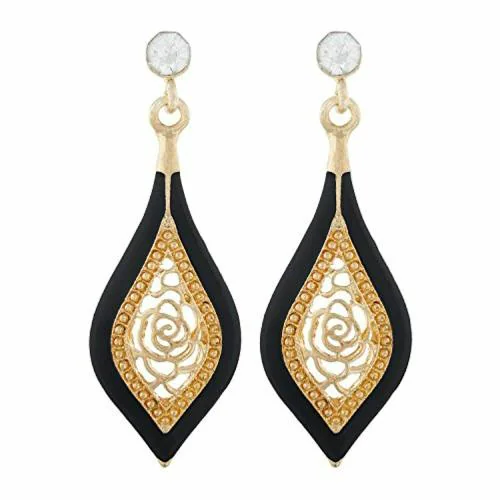 One Stop Fashion Drop Shape Dangler Earrings Gold for Girls and Women