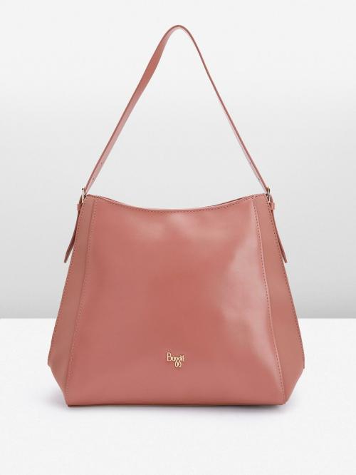 Baggit Mauve Polyurethane (PU) Hobo Handbag For Women