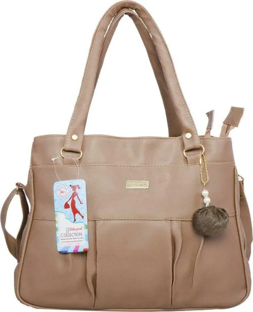 Ritupal COLLECTION Beige Synthetic Leather Women Handbag 12 L (ANK-24)