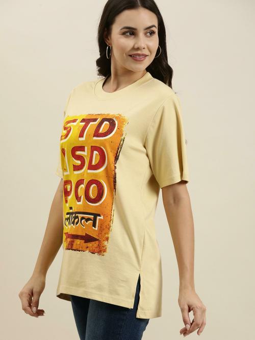 Difference of Opinion Yellow Graphic Oversized T-Shirt