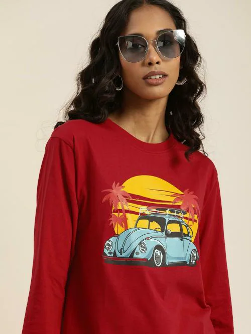 Dillinger Red Graphic Oversized T-Shirt
