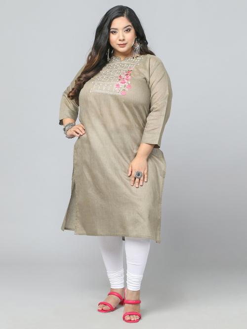 Jevi Prints Women's Cotton Resham Embroidery Plus Size Jaipuri Kurti