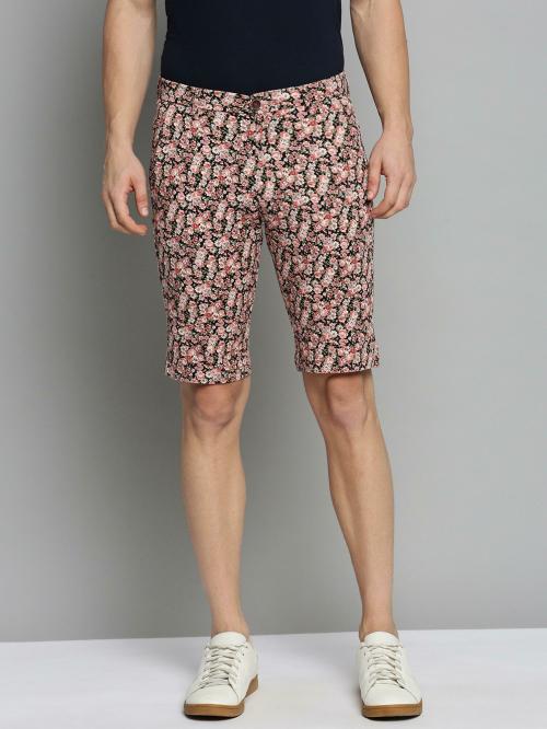 SHOW OFF Men's Peach Printed Knee Length Shorts