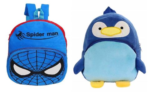 Kiddiewink Soft Plush Cartoon School Backpack Bag For Kids (2 to 6 Years) Pack of 2