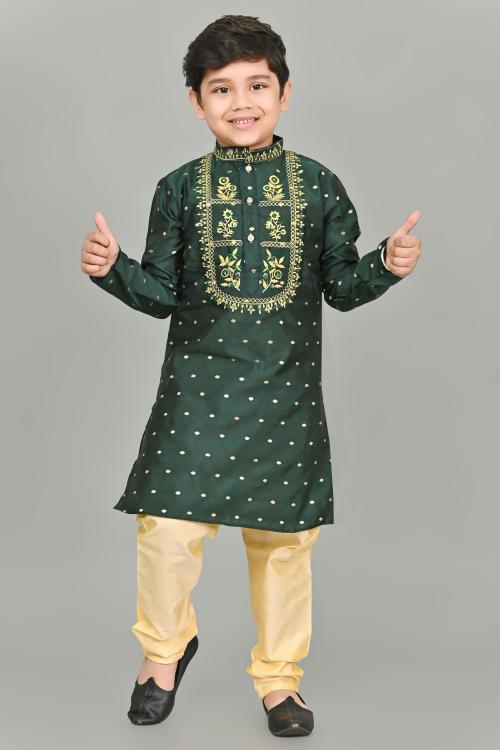 NFC CREATION Boys Dupion Silk Embroidery Kurta and Pyjama Set