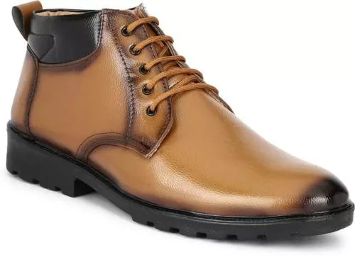 Ranway Shoe Men's Tan Royal Look Party Wear Synthetic Leather Lace-ups Casual Boots