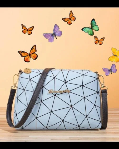 LIVE FASHION Grey Women Printed PU Sling Bag